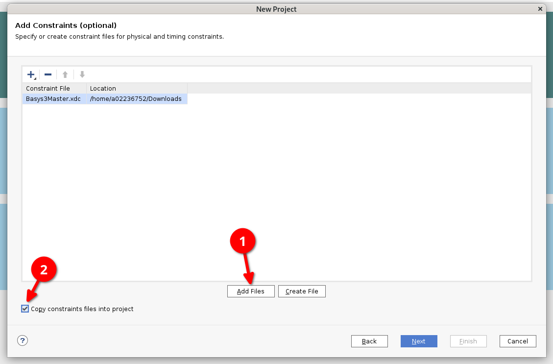 Screenshot of Vivado Constraints screen