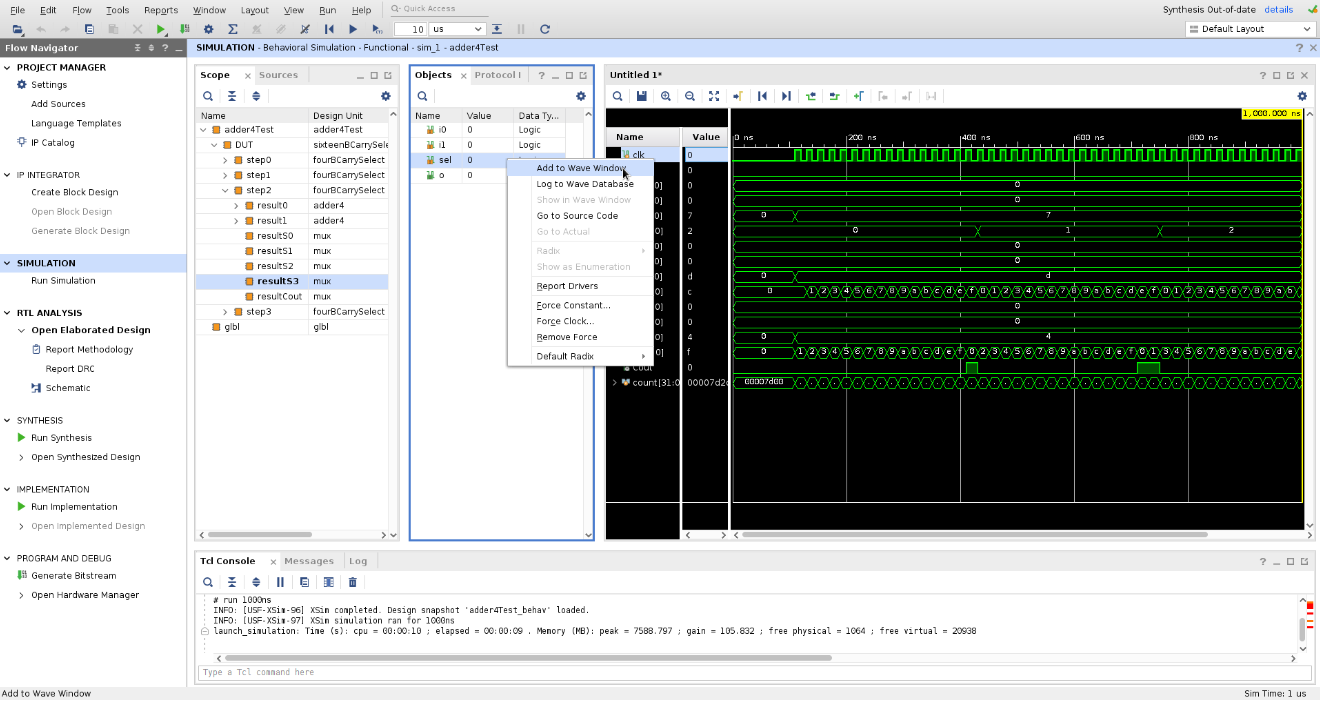 Vivado Showing Signals